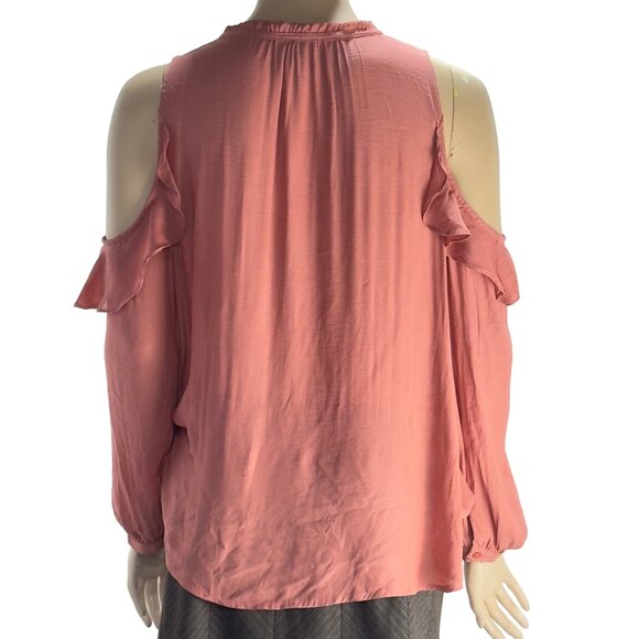 MAEVE Anthropologie Womens Top Mauve Ruffle Shoulder L Sleeve Surplice Size MP - Picture 4 of 12